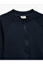 Basic Zippered Navy Blue Boys' Sweatshirt 6Wkb10002Tk - 3