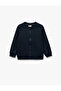 Basic Zippered Navy Blue Boys' Sweatshirt 6Wkb10002Tk