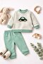 Embossed Car Printed Baby Set Top and Bottom 100% Cotton - 4