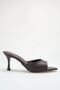 Heeled Women's Slippers - 7 cm Thin Heeled Pointed Toe Women's Slippers Brown - 6