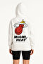 Women's Three Thread Hooded Front and Back Printed Sweatshirt Hoodie - White - 5