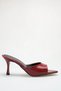 Heeled Women's Slippers - 7 cm Thin Heeled Pointed Toe Women's Slippers Burgundy Patent Leather - 5