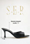 Heeled women's slippers - 7 cm thin heeled pointed toe women's slippers black