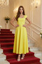 Women's Atlas Fabric Long Skirt with Stone Accessories, Flawed Dress for Wedding, Engagement, or Special Events - 2