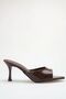 Heeled Women's Slippers - 7 cm Thin Heeled Pointed Toe Women's Slippers Patent Leather Brown - 6