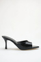 Heeled Women's Slippers - 7 cm Thin Heeled Pointed Toe Women's Slippers Black Yanki - 6