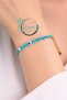 Handmade Natural Charm Women's Bracelet with Stainless Steel Chain, Turquoise Bead Design