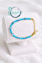 Handmade Natural Charm Women's Bracelet with Stainless Steel Chain, Turquoise Bead Design - 3