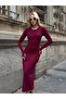 Body-Hugging Long Sleeve Dress with Finger-Loop Detail - 4