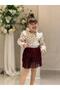 Girl's Set with Heart Patterned Muslin Shirt and Skirt - 5