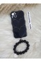 iPhone 14 Plus - 15 Plus Compatible Love Heart Shiny Case with Beaded Bracelet - 4