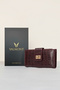 Stylish Women's Wallet with Special Box, Crocodile Pattern Appearance, Credit Card Slot, and Burgundy Leather