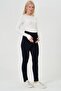 Maternity Adjustable Waist High Waist Skinny Jersey Pants Dark Blue - 2