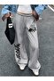 Unisex Go Butterfly Printed Baggy Cut Wide Leg Sweatpants