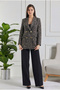 Leopard Double-Breasted Tweed Jacket with Gold Buttons - 2