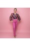 Love and Heart Graffiti Printed Organza Long Sleeve Low-Cut Bodysuit with Snap Buttons at the Bottom - 2