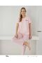 Women's Short Sleeve Long Henley Collar Floral Pattern 100% Cotton Pajama Set - 2