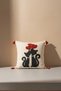 Buldan Handmade Tasseled Cushion Cover |   Embossed Love Cats Patterned Natural Woven - 42X42 cm - 2