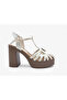 Closed Toe Platform Heeled Beige Color Stylish Sandal Shoes - 2