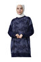 Navy Blue Silk Cupra Slit Mercerized Women's Knitwear Tunic - 7