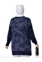 Navy Blue Silk Cupra Slit Mercerized Women's Knitwear Tunic