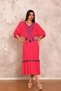 Fuchsia V-neck Front Embroidered Tassel Skirt Ruffle Pompom Long Dress - 2