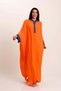Orange back authentic embroidered bat sleeve oversize long dress - 6