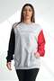 Gray Kangaroo Pocket Sweatshirt with Garnished Sleeves - 2