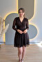 Brown Tulle Dress with Ruffles and Stones - 5
