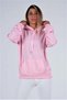 Pink Hooded Kangaroo Pocket Ribbon Sweatshirt