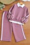 Girl's Two-Thread Lycra Full-Fit Stylish Two-Piece Set with Bow Detailing on the Sleeves