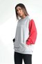 Gray Kangaroo Pocket Sweatshirt with Garnished Sleeves - 3