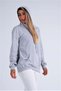 Gray Hooded Kangaroo Pocket Ribbon Sweatshirt - 2