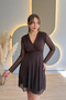Brown Tulle Dress with Ruffles and Stones - 7