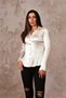Ecru Satin Pleated Long Sleeve Shirt - 5