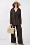 Bdart Textured V-Neck Kimono and Wide-Leg Pants Set with Tie Detail - 3