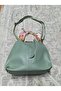 Women's Soft Leather 3-Compartment Handbag, Shoulder Bag with Scarf and Chain Accessories - 4