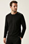 100% Cotton Single Jersey Long Sleeve Pajama Top Men's T-Shirt Compact Combed Cotton Comfortable Fit Tok Fabric Black
