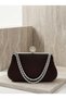 Brown Z.A.R.A. Satin Crystal Stone Embroidered Chain Women's Evening Dress Bag Wedding Engagement Graduation - 8