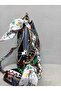 Women's Soft Leather 3-Compartment Handbag, Shoulder Bag with Scarf and Chain Accessories - 2