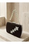 Brown Z.A.R.A. Satin Crystal Stone Embroidered Chain Women's Evening Dress Bag - 2