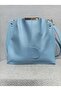 Women's Soft Leather 3-Compartment Handbag, Shoulder Bag with Scarf and Chain Accessories - 3