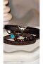 3-Piece Men's Bracelet Combination Set with Brown Leather Braid Detail and Bull Head Ethnic Accessory Set - 3