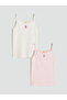 Ozmarka New Season Stitch and Angel Printed Thread Strap Girls' Undershirt 2-Pack