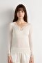 Women's Sheer Blouse with Lace Detail - 3