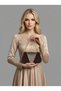 Brown Z.A.R.A. Satin Crystal Stone Embroidered Chain Women's Evening Dress Bag Wedding Engagement Graduation