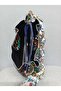 Women's Soft Leather 3-Compartment Handbag, Shoulder Bag with Scarf and Chain Accessories - 6
