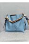 Women's Soft Leather 3-Compartment Handbag, Shoulder Bag with Scarf and Chain Accessories - 4
