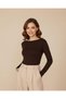Women's Body Brown Crew Neck Long Sleeve Badi