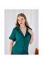 Women's Satin Shirt Collar Buttoned Short Sleeve Nightgown Set